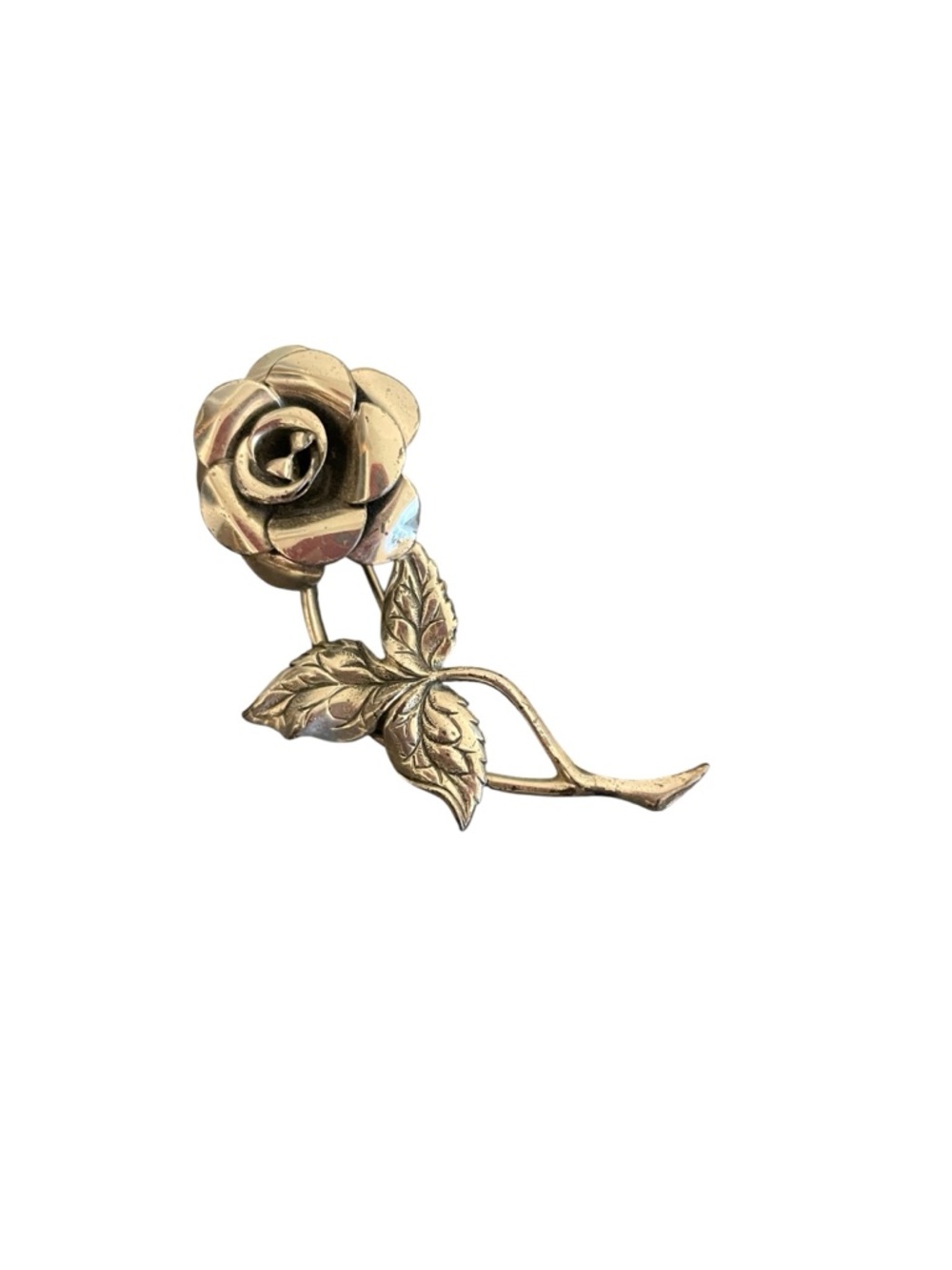 Vintage Beau Sterling Silver Rose Brooch Pin Gold Wash Vermeil Floral Jewelry